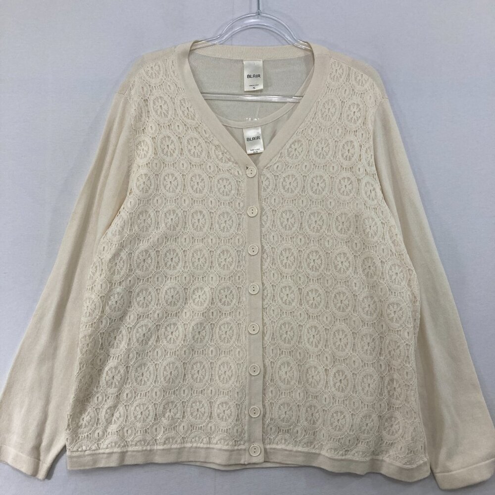 New Blair Cardigan and Tank Top size XL Cream Ivory Lace Button Down‎ Elegant